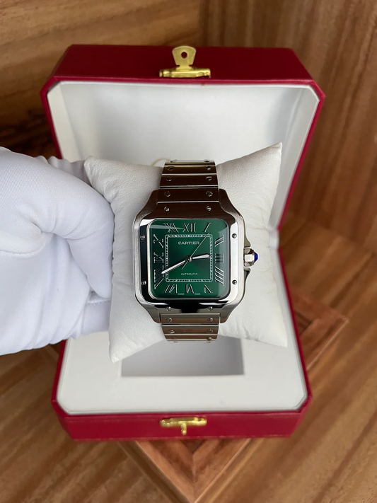 Cartier Santos - Plata - Verde - Fechador